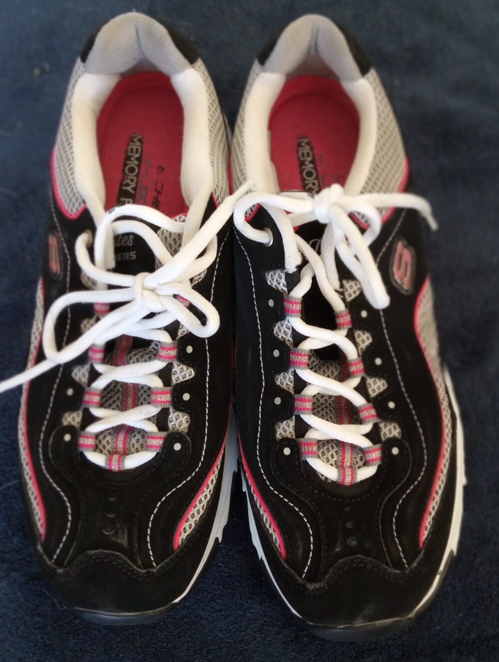 Skechers D'Lites Life Saver Black Pink Chunky Sneakers VGUC SZ 9.5